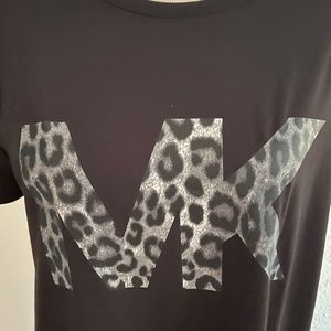 NWT Michael Kors Black w/Leopard MK Tee Shirt Dress